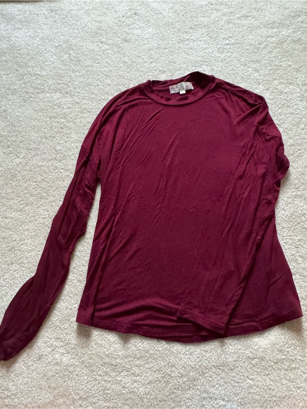Pink Rose Women's Long Sleeve Crewneck Top in Wine